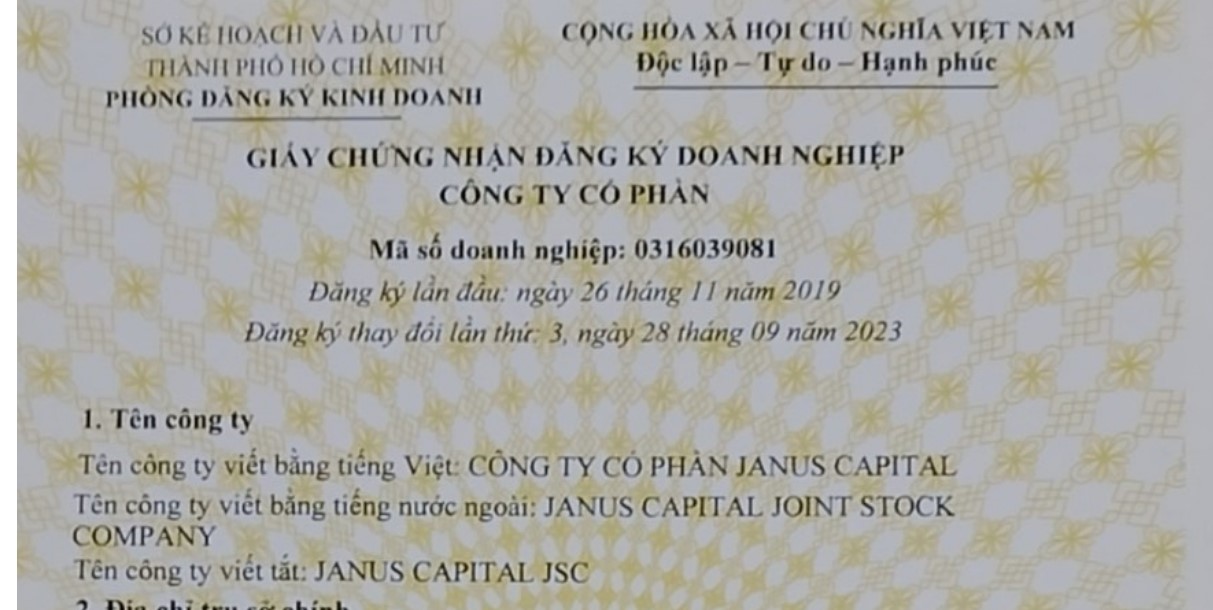 CÔNG TY CỔ PHẦN JANUS CAPITAL